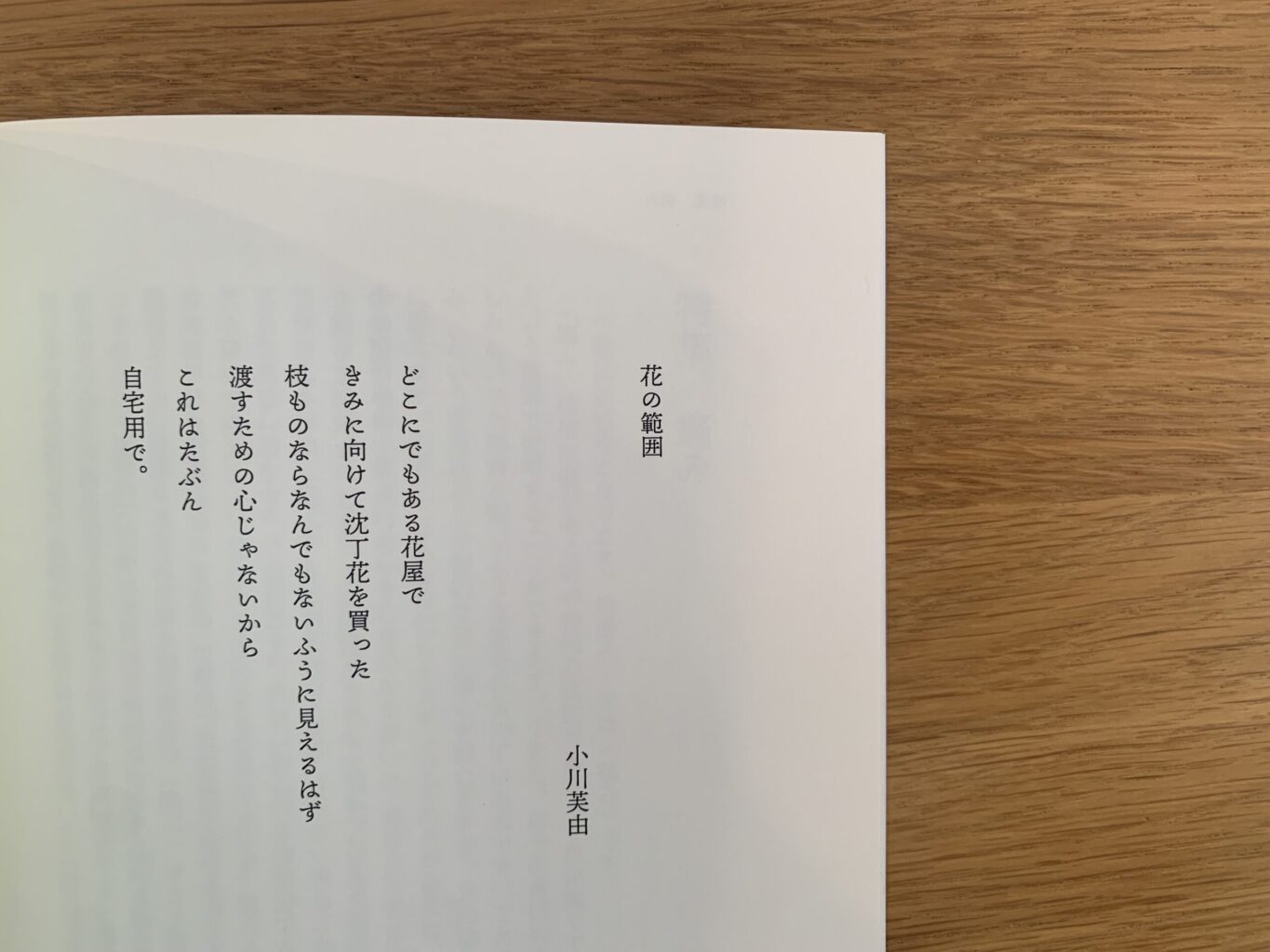 『そらみつ 創刊号』
小川芙由寄稿ページ
詩『花の範囲』冒頭